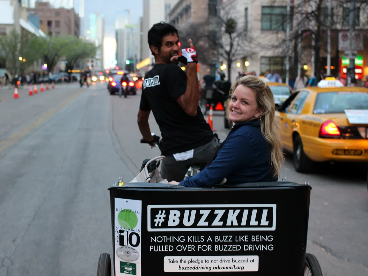 Buzzkill PSA campaign pedicabs at SXSW in Austin