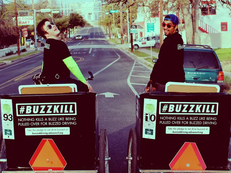 Buzzkill PSA campaign pedicabs at SXSW