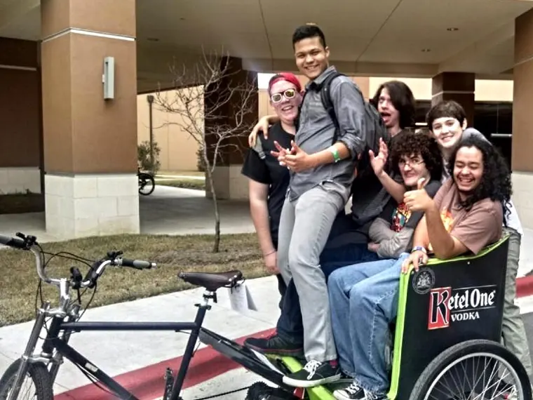 Brand team and riders with a Ketel One pedicab