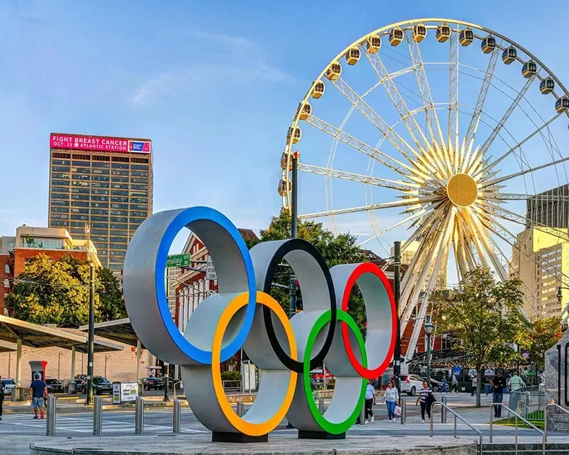 Centennial Olympic Park and the SkyView wheel in downtown Atlanta