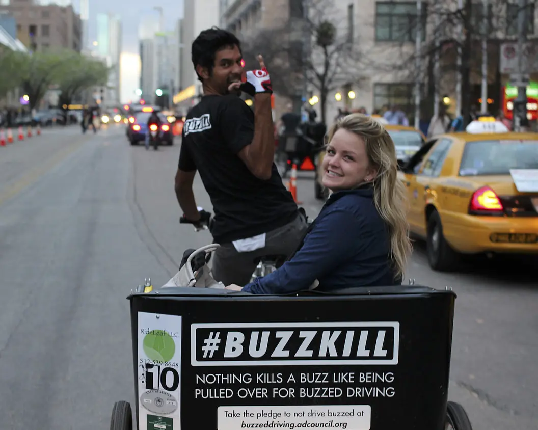 Buzzkill PSA pedicab ride downtown