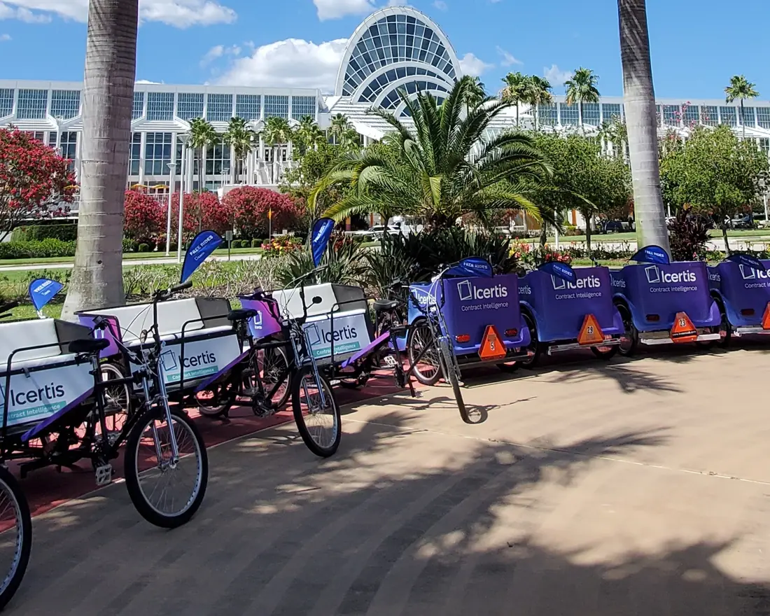 Kween Cab fleet lined up along the Orange County Convention Center