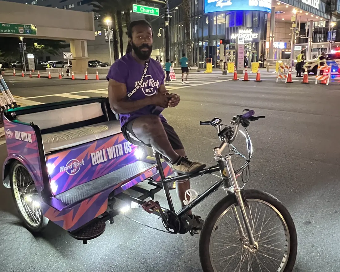 Hard Rock Bet driver outside the Kia Center on game night