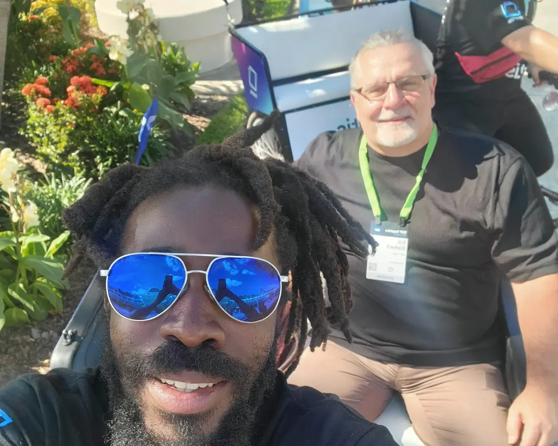 Icertis driver and rider selfie during SAP Sapphire