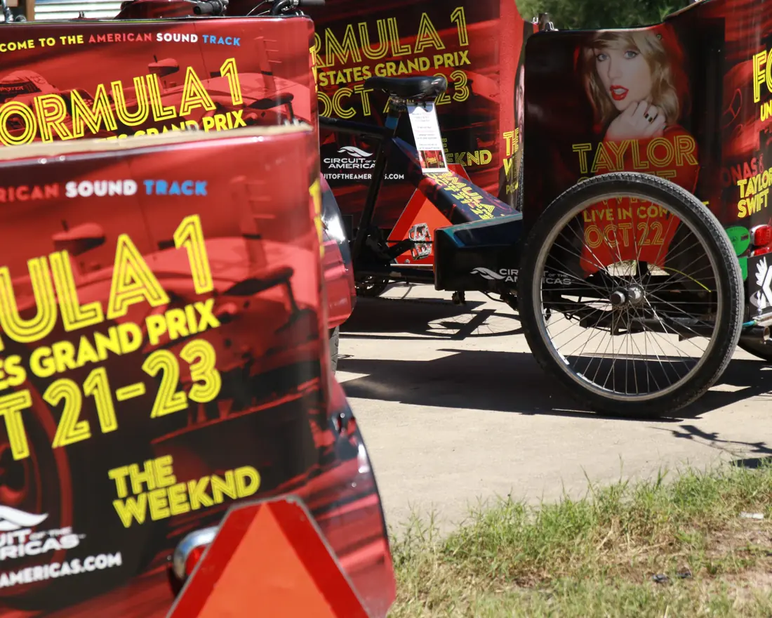 Kween Cab pedicabs wrapped for the Formula 1 United States Grand Prix