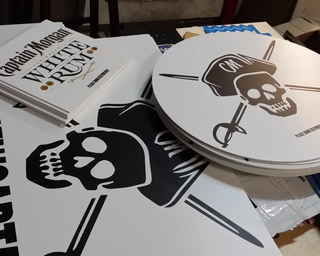 Printed Captain Morgan White Rum panels and wheel covers ready to install
